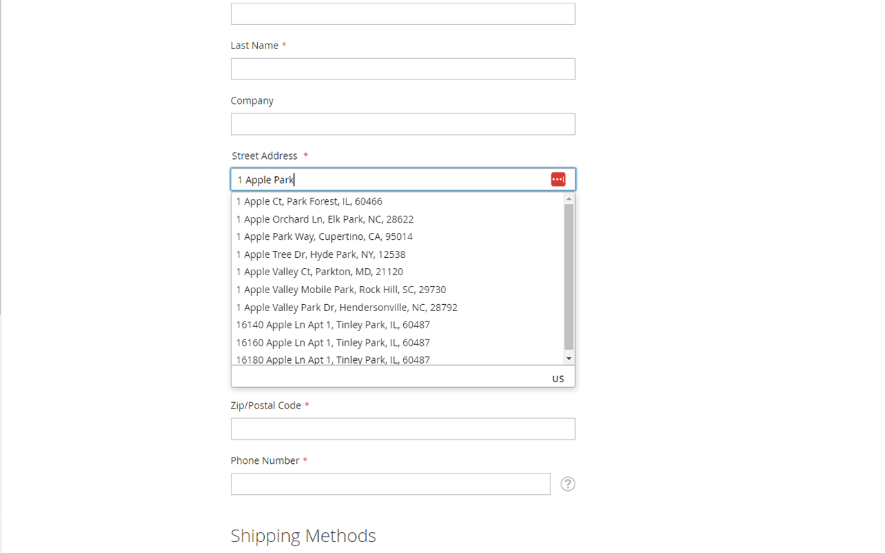 AddressZen autocomplete in Adobe Commerce checkout