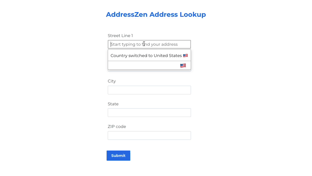 FormAssembly integration demo showing real-time address validation